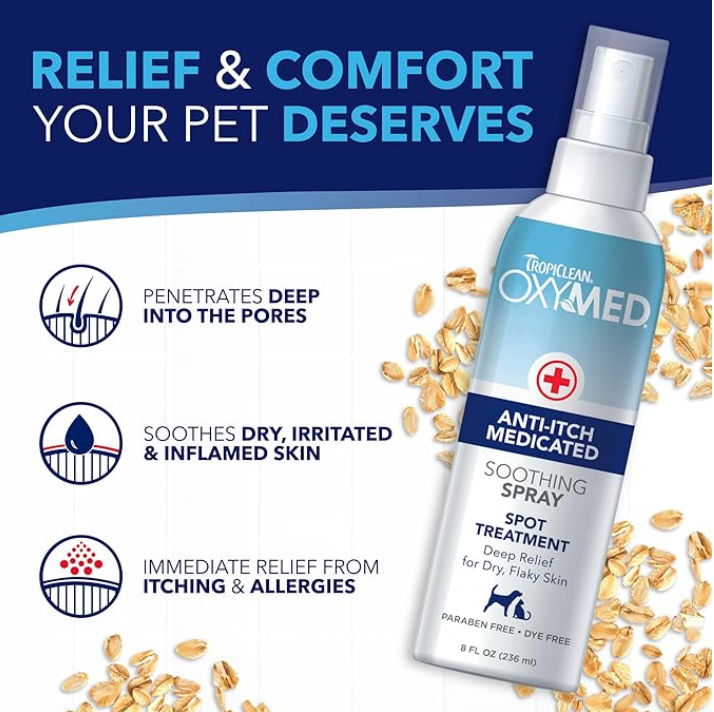 TROPICLEAN OXYMED ANTI-ITCH MEDICATED SPRAY FOR DOGS AND CATS