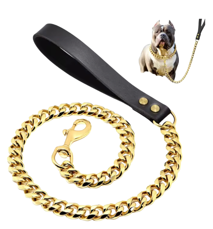 ⭐️NEW ITEM⭐️GOLD CUBAN LINK DOG COLLAR AND LEASH*