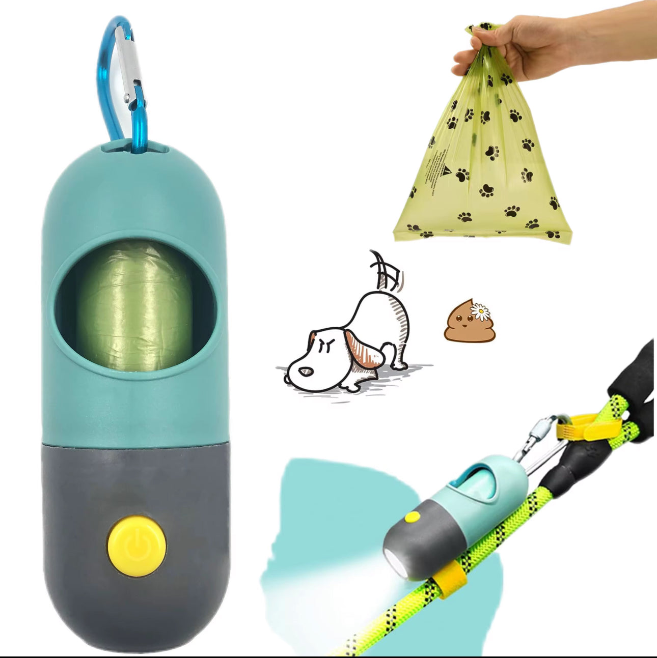 Poop Bag Dispenser with LED Flashlight*