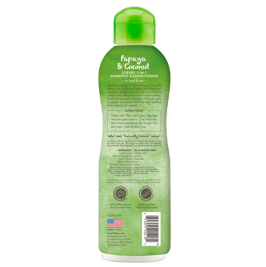 TROPICLEAN PAPAYA & COCONUT LUXURY 2-IN-1  for Pets