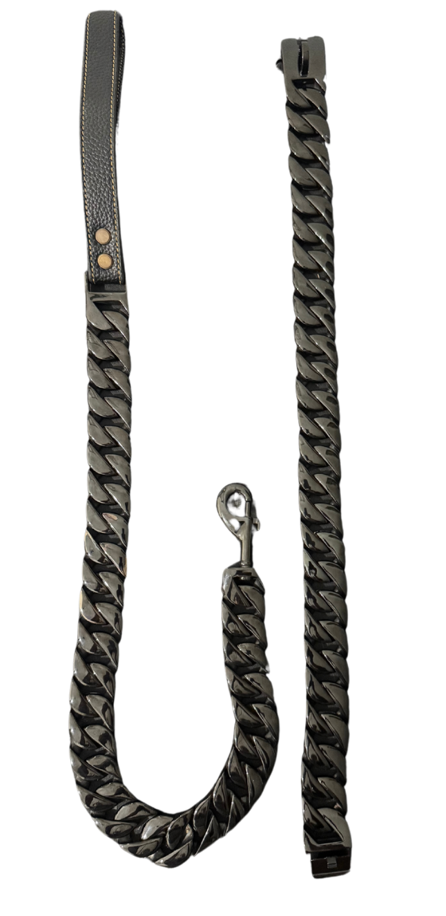 LUXURY CUBAN CHAIN COLLAR AND LEASH