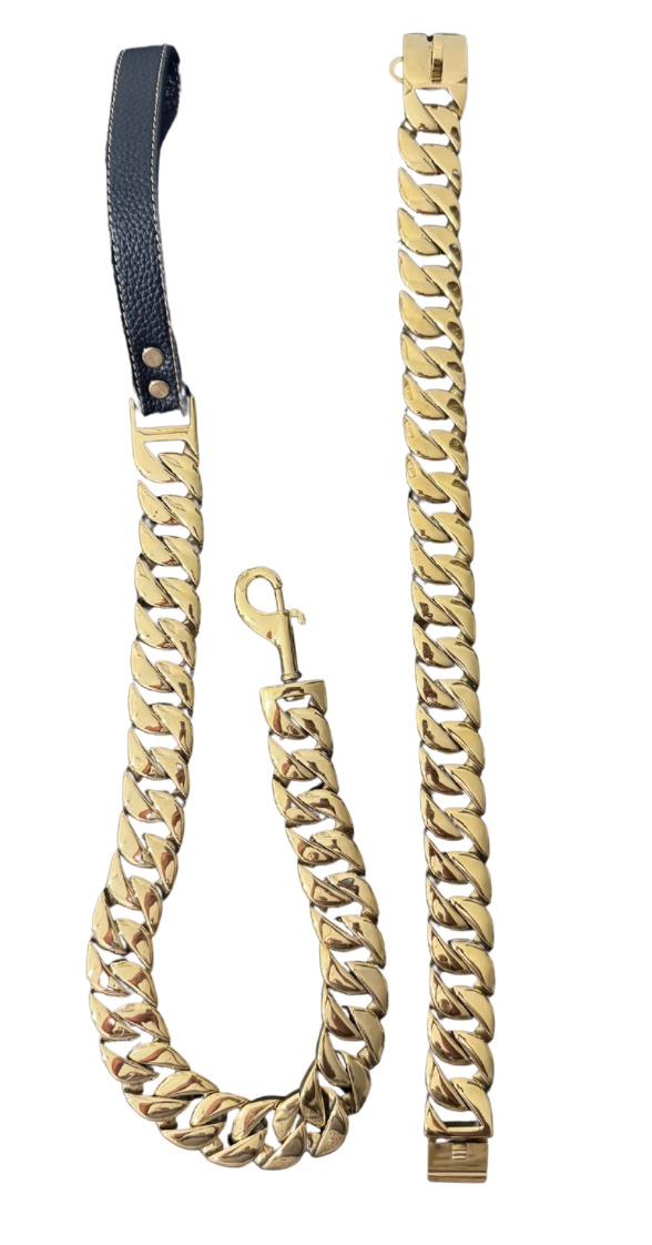 LUXURY CUBAN CHAIN COLLAR AND LEASH