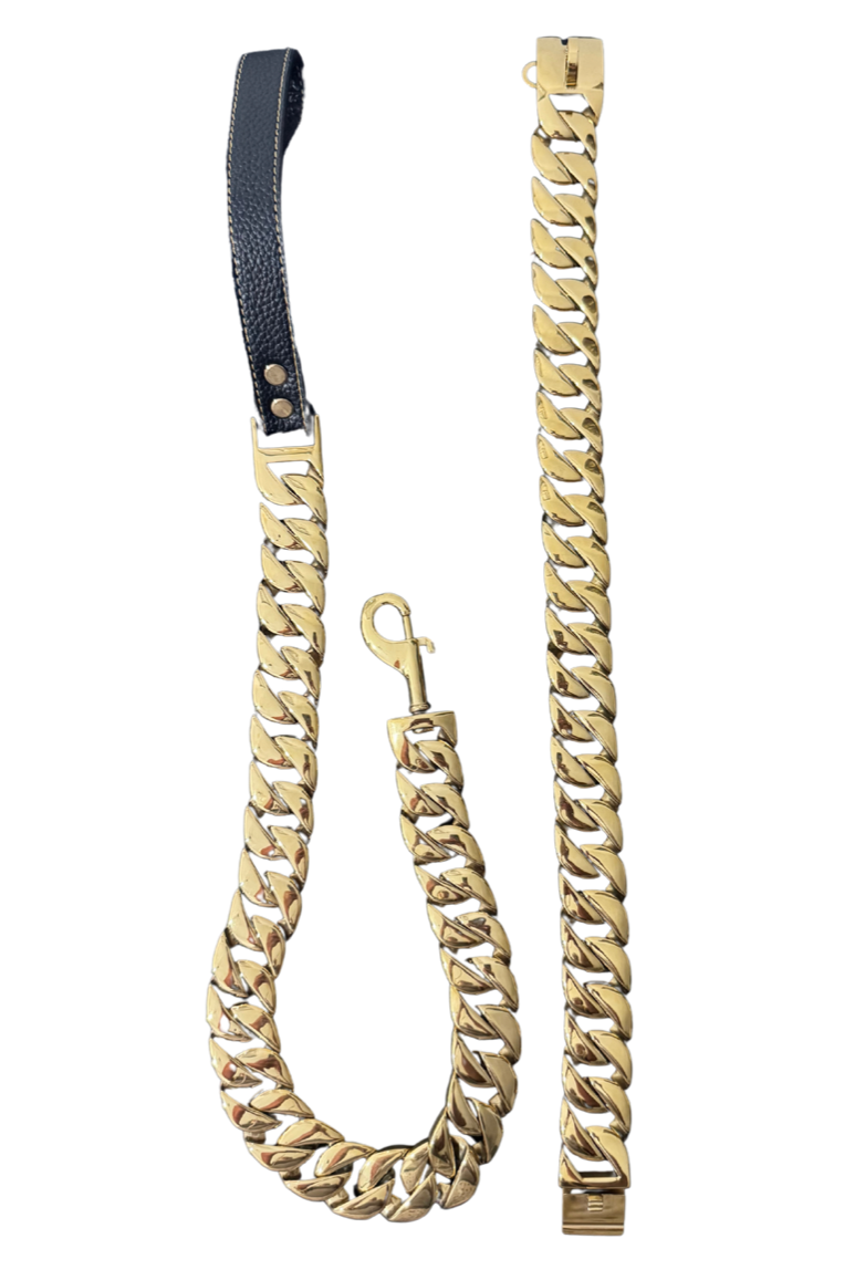 GOLD LUXURY CUBAN CHAIN LEASH