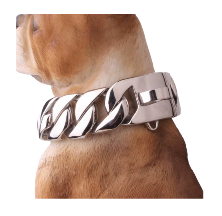 SILVER LUXURY CUBAN CHAIN COLLAR