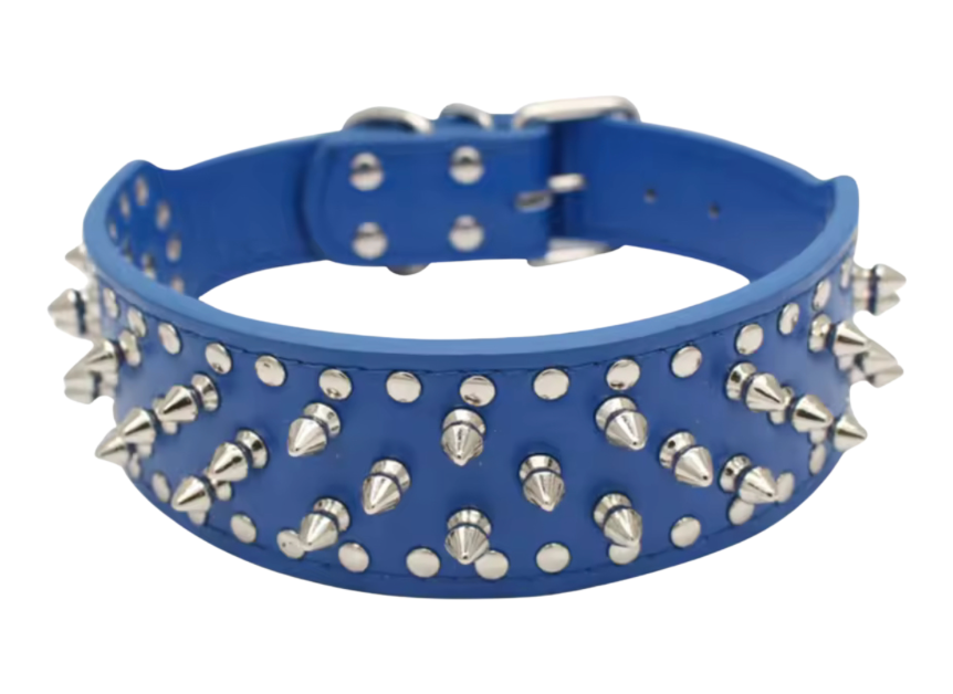 ADJUSTABLE 2" LEATHER SPIKED DOG COLLAR