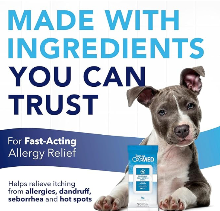 TropiClean Oxymed Soothing Allover Cat & Dog Wipes For Paws And Butt