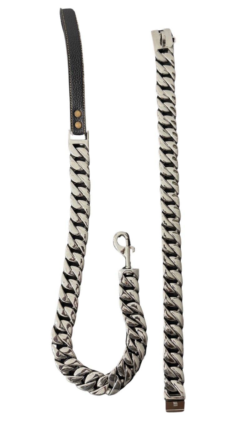 SILVER LUXURY CUBAN CHAIN LEASH