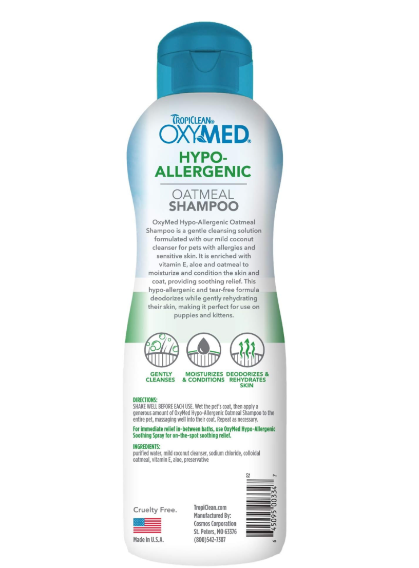 TROPICLEAN OXYMED HYPO-ALLERGENIC SHAMPOO FOR DOGS AND CATS
