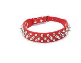 ADJUSTABLE 1" LEATHER SPIKED DOG COLLAR
